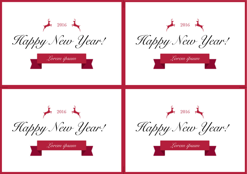 Happy New Year Cards in Red and White Front