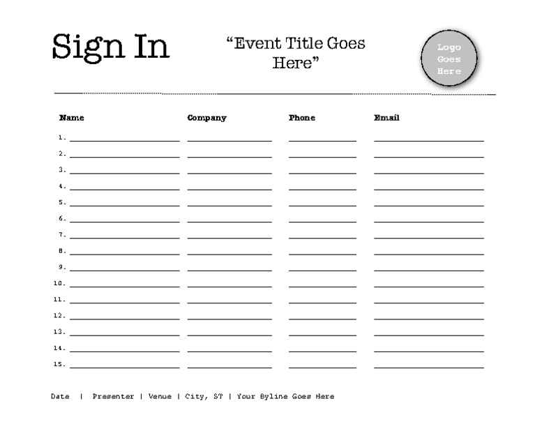 Landscape 15-Person Sign-In Sheet