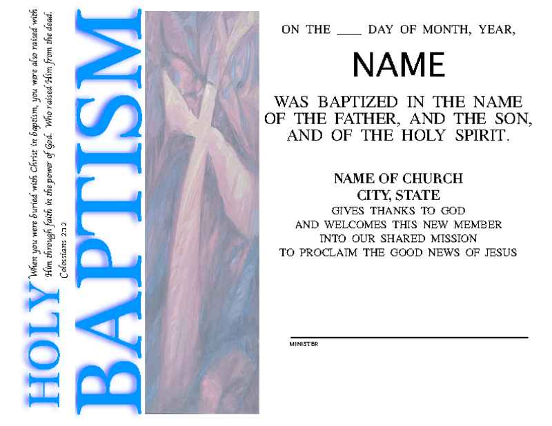 Landscape Baptism Certificate