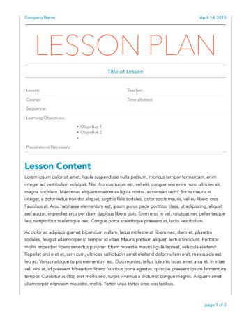 Modern Lesson Plan with Large Header Page One