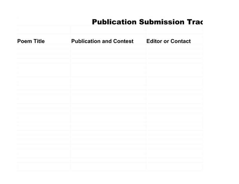Publication Submission Log
