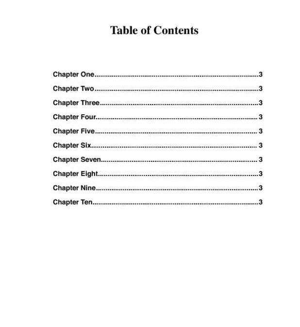 Publisher's Draft Chapter Book TOC