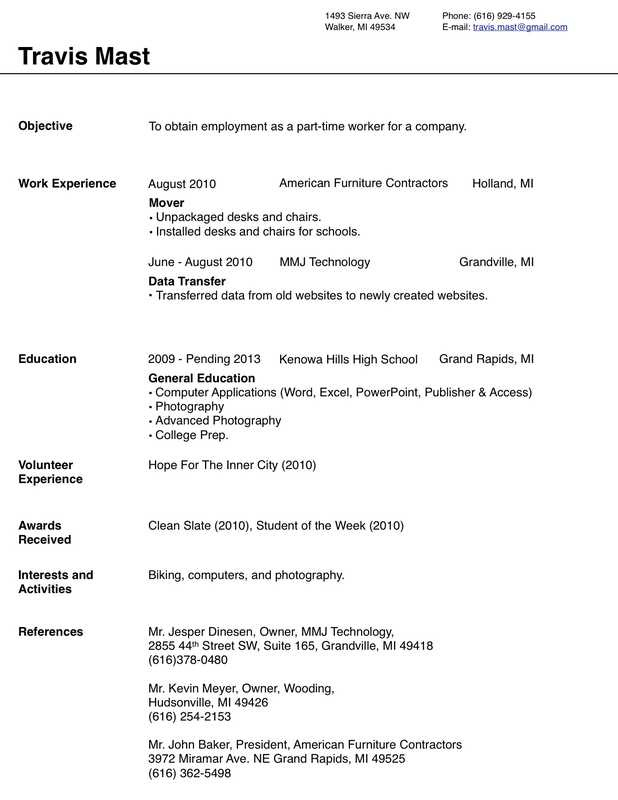 Simplified Single-Page Resume