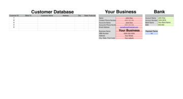 Small Business Accounting Workbook Customer Database