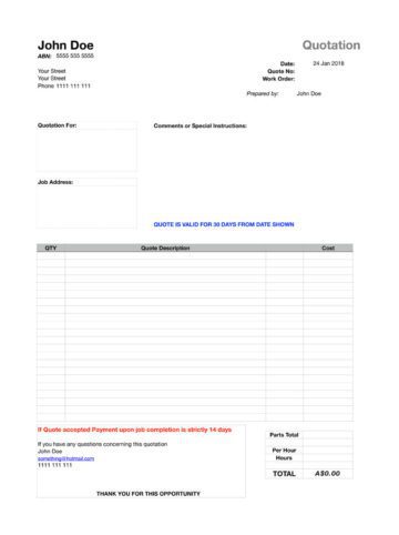 Small Business Accounting Workbook Quotation