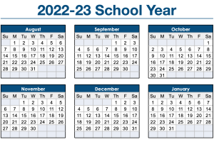 2022-2023 Vertical School Year Calendar Template
