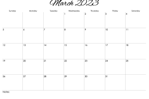 Caligraphy 2022-2023 Horizontal Monthly School Year Calendar