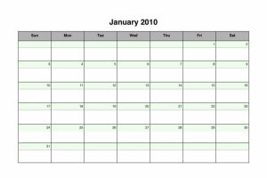 2010 Landscape Monthly Calendar with Green Accents
