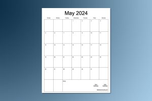 2024 Portrait Monthly Calendar Template
