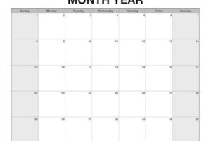 5-Week Blank Monthly Calendar