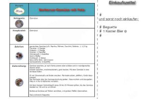 Recipe Card with Shopping List