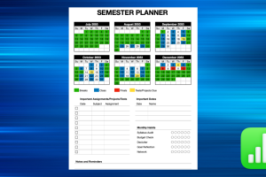 Semester Planner for Numbers, Dynamic Academic Planning Template
