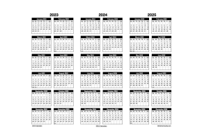Landscape 2023-2025 Three Year Calendar