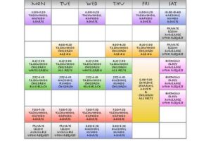 Monthly Schedule of Activities