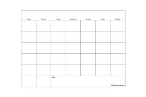 Blank Landscape Calendar Template for Numbers