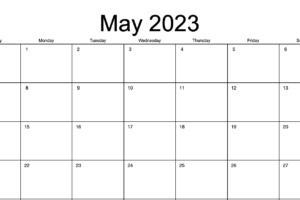 2023 Monthly Landscape Calendar Template US Letter Sunday Start