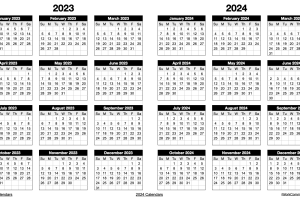 Landscape 2023-2024 Two Year Calendar Template