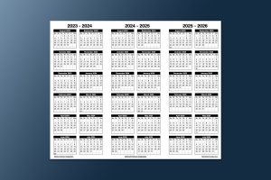 Landscape 2023-2026 Three Year School Calendar Template