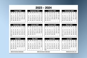 Landscape 2023-2024 Yearly School Calendar Template
