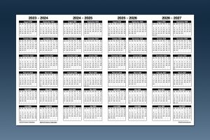 Landscape 2023-2027 Four Year School Calendar Template