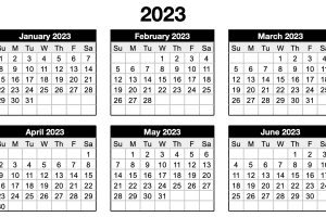 Portrait 2023 Yearly Calendar Numbers Template